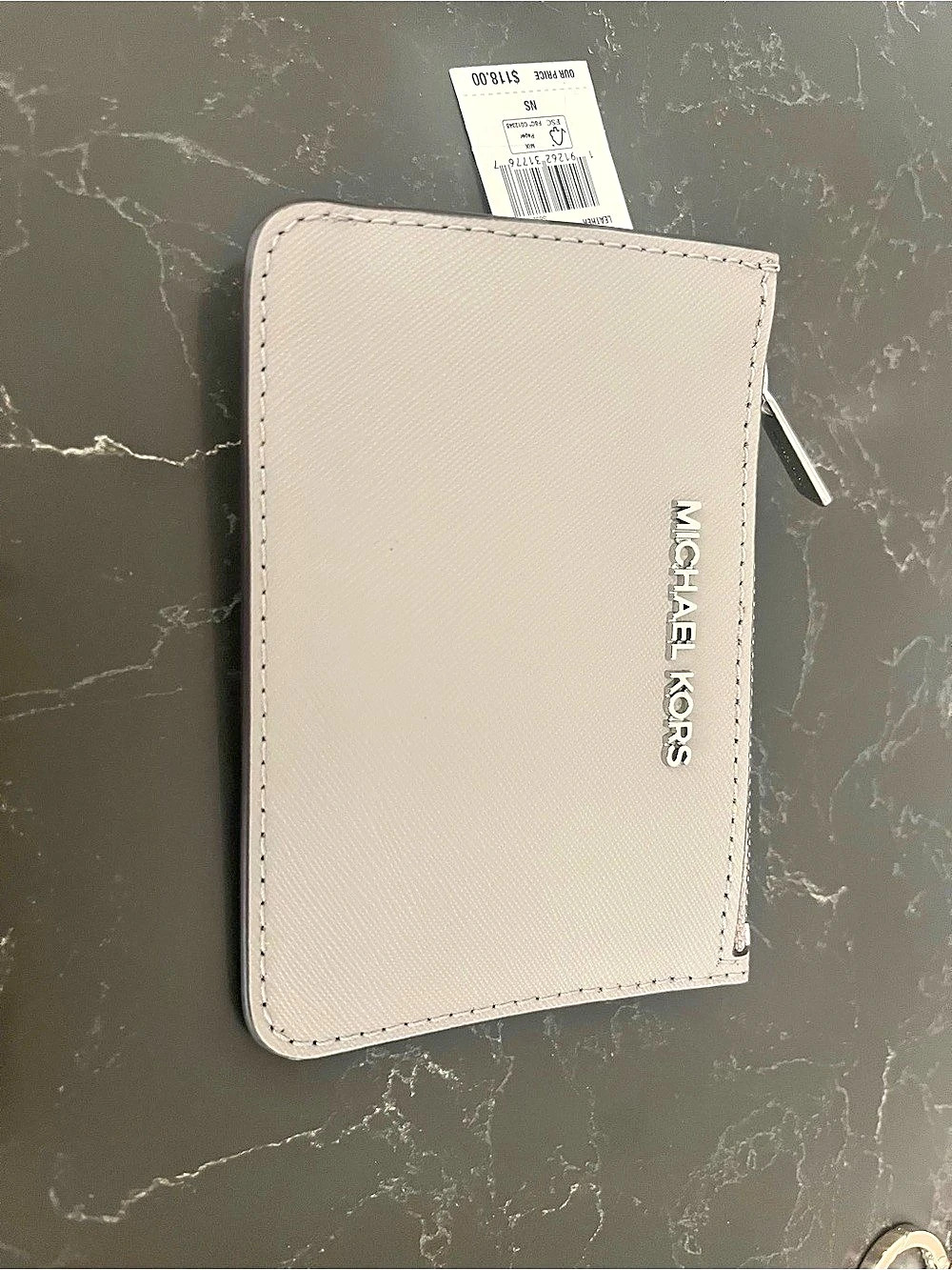 Michael Kors Jet Set Travel Leather Wallet in Gray NWT
